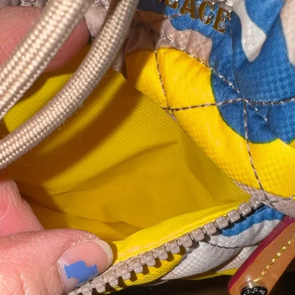 MZ Wallace Quilted Backpack - Yellow, Blue, and Tan camouflage, rare - Picture 7 of 16